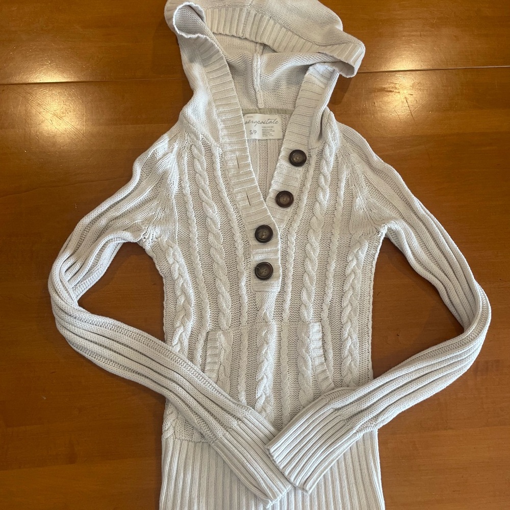 Aeropostale Women's Cream half button Sweater
